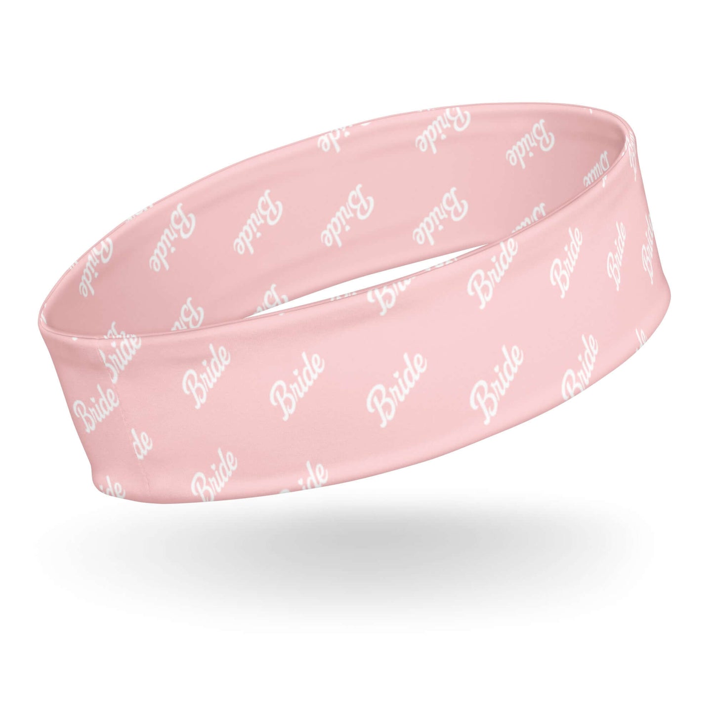 Fascia per capelli rosa con scritta 'Bride', ideale per il giorno del matrimonio e momenti di relax.