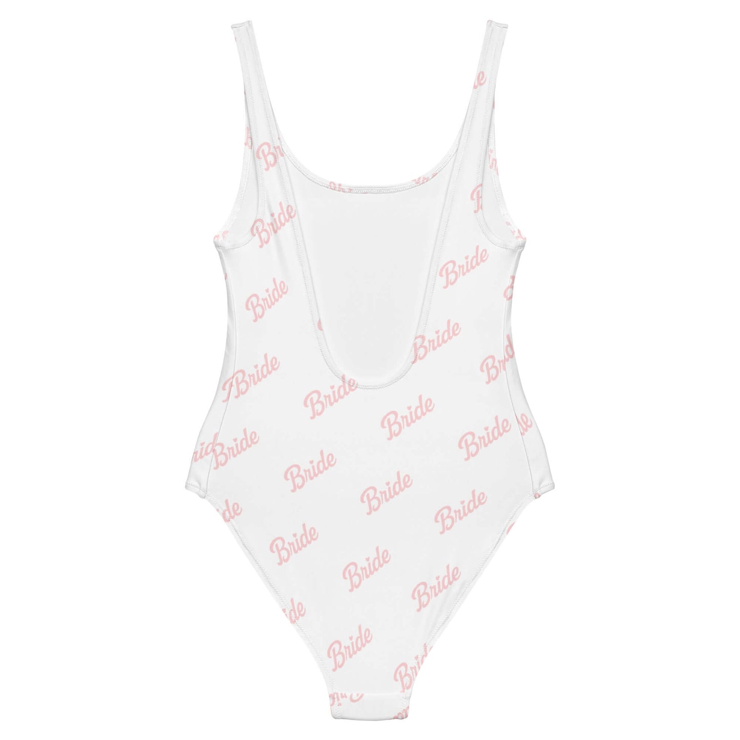 Costume da bagno intero sposa bianco con scritta 'Bride', elegante e comodo per la sposa in relax.