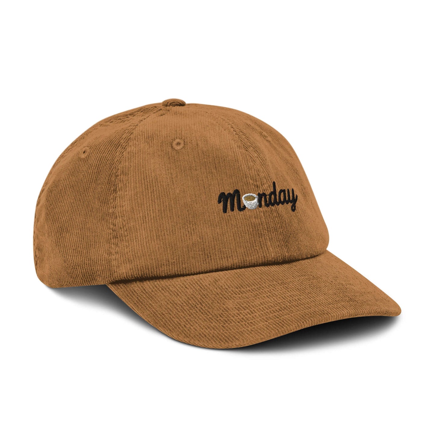 Cappello in velluto a coste marrone "Monday" con ricamo, morbido e durevole, ideale per ogni occasione.