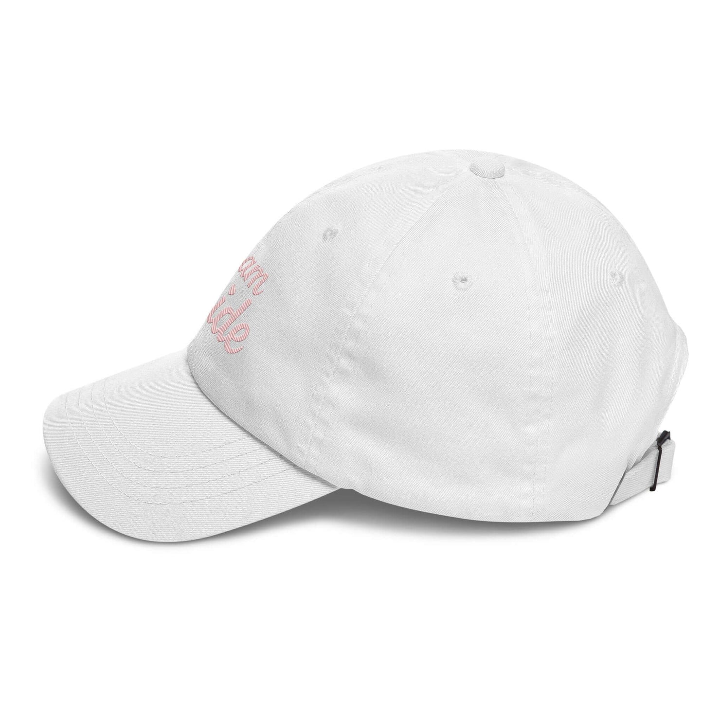 Cappellino bianco ricamato 'Team Bride' per feste e addii al nubilato, stile elegante e divertente.