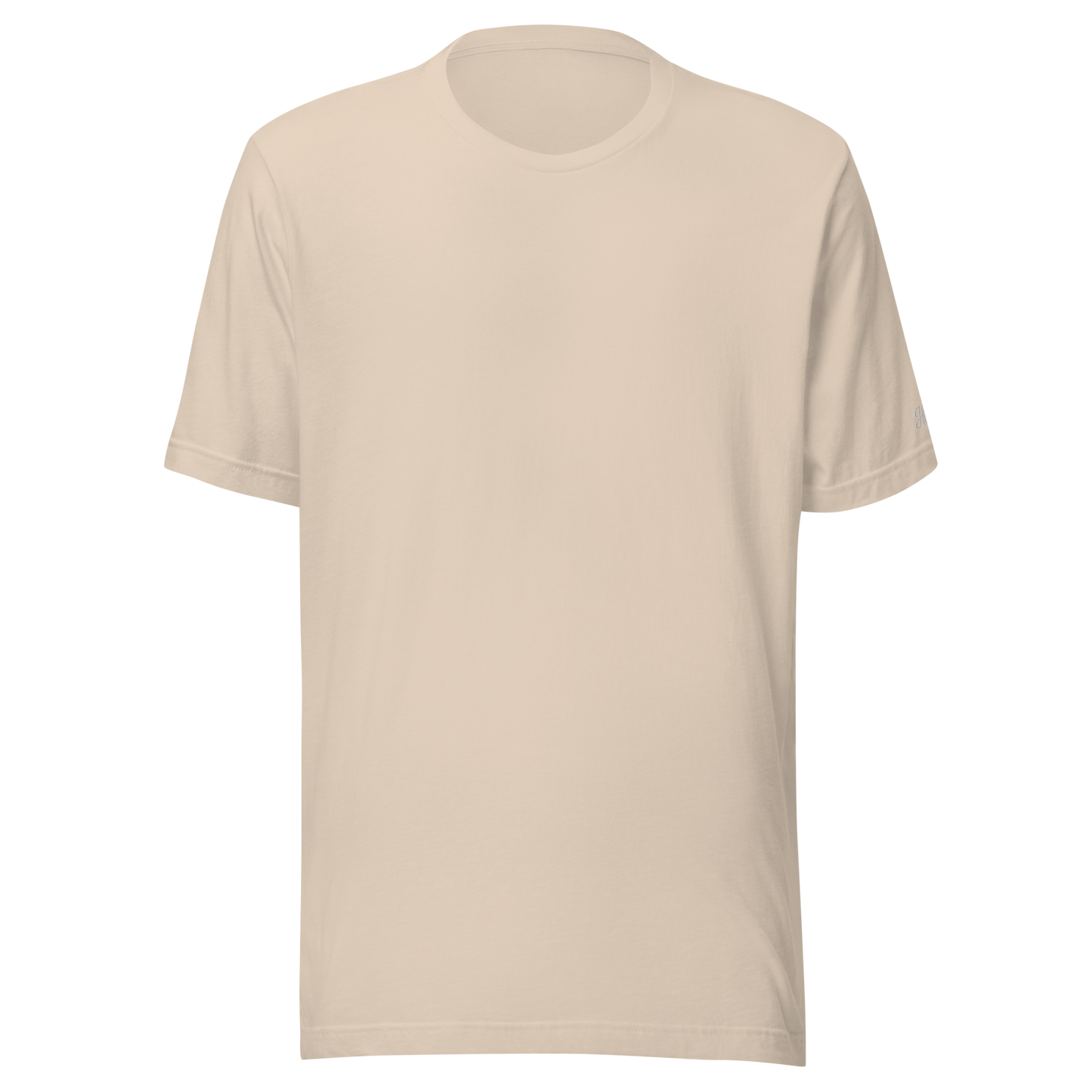 Maglietta beige a maniche corte in cotone di alta qualità, perfetta per ricami personalizzati.