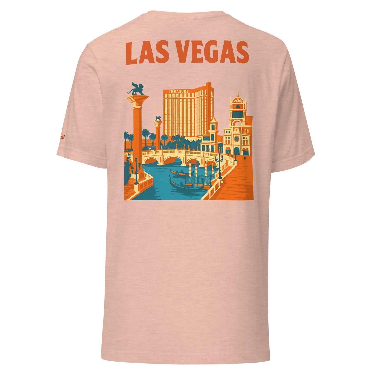 Maglietta ricamata da donna con stampa Las Vegas sul retro, perfetta per un look casual.