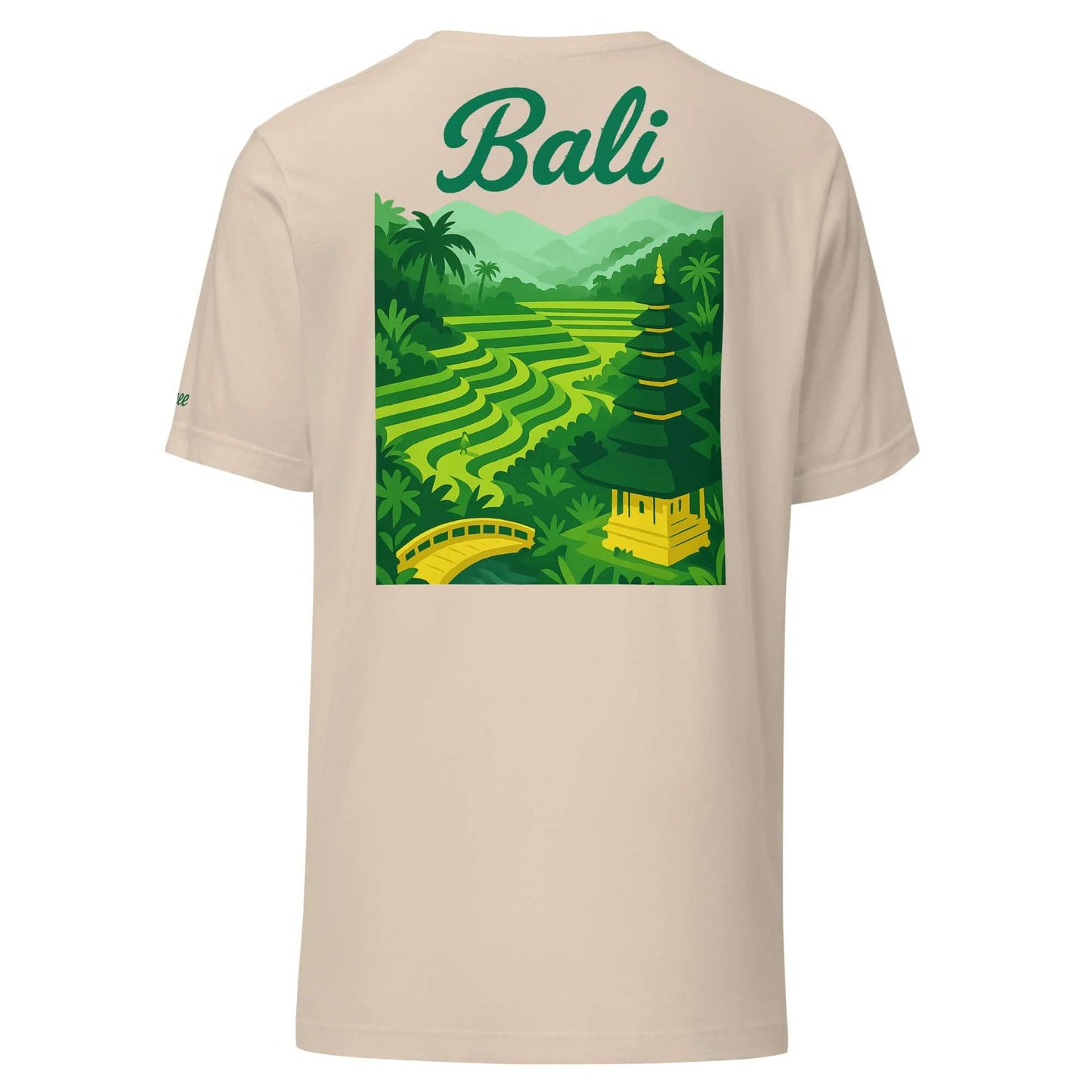 Maglietta da uomo Bali, retro con giardini e pagoda, ideale per t-shirt vacanze e momenti di coppia.