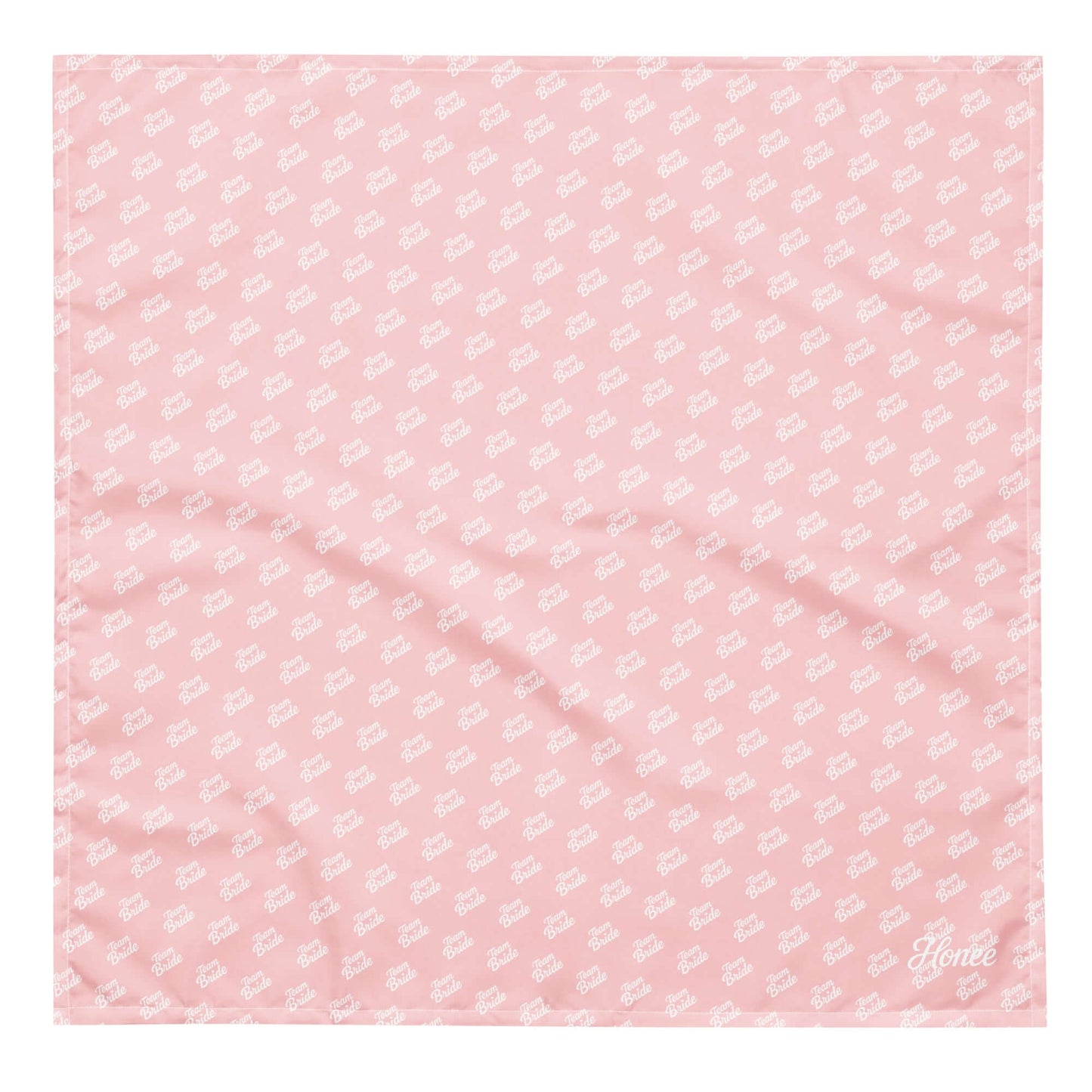 Bandana rosa con stampa "Team Bride" in bianco, versatile per addio al nubilato e look coordinati.