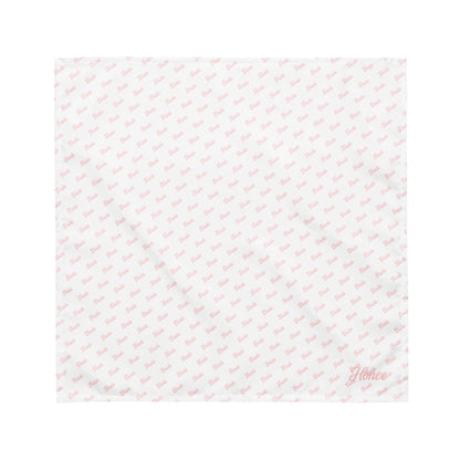 Bandana bianca con stampa rosa 'Bride', perfetta per occasioni speciali e celebrazioni pre-matrimonio.