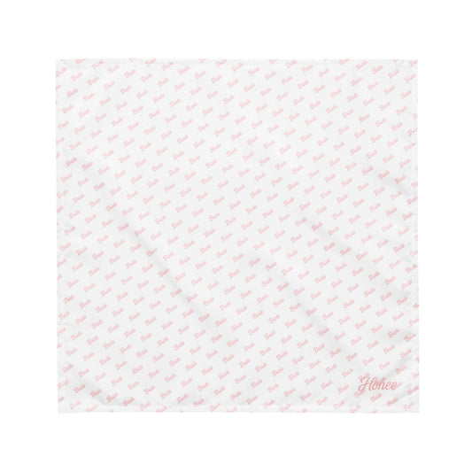Bandana bianca con stampa rosa 'Bride', perfetta per occasioni speciali e celebrazioni pre-matrimonio.