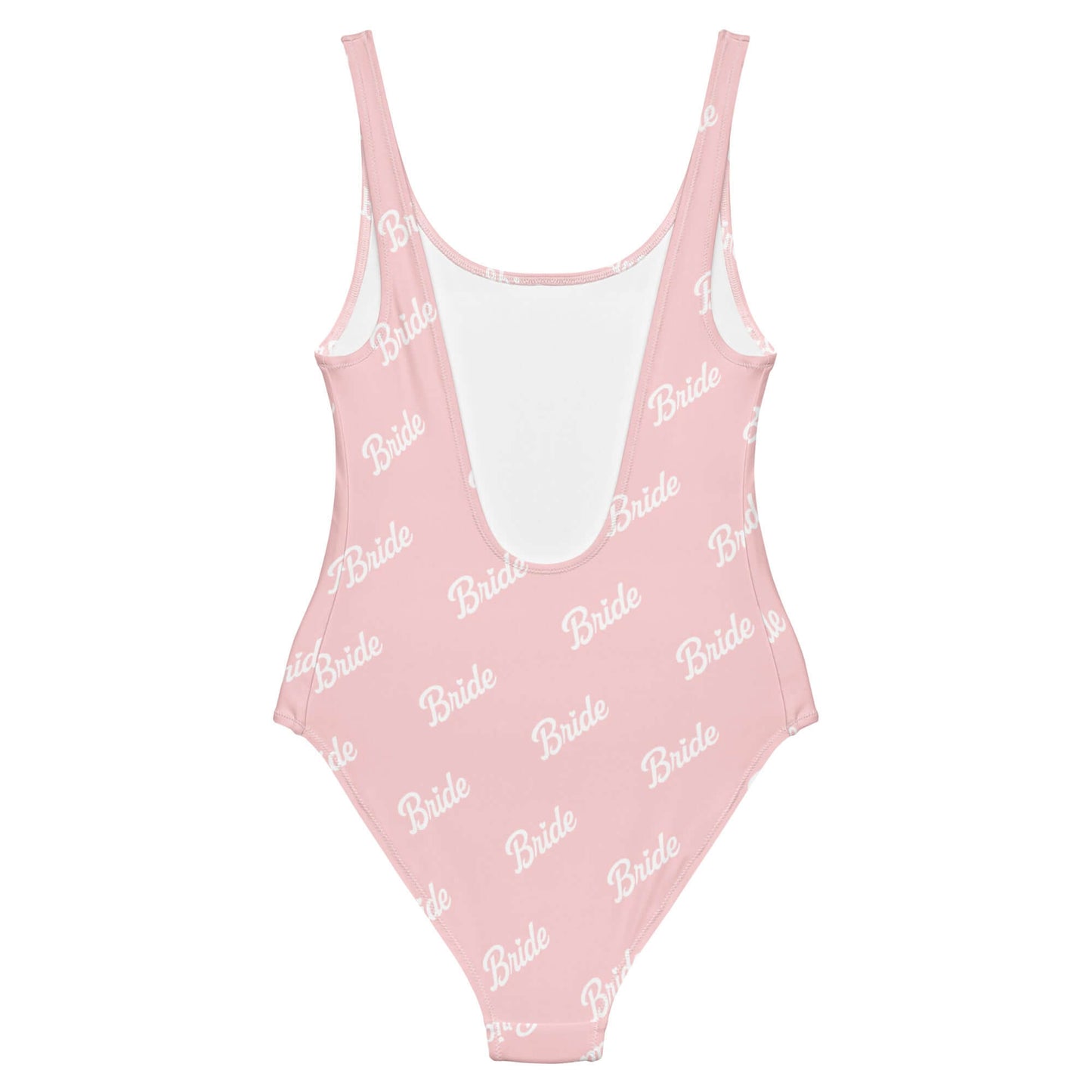 Costume da bagno intero sposa in rosa con scritta 'Bride', elegante e comodo per momenti di relax.