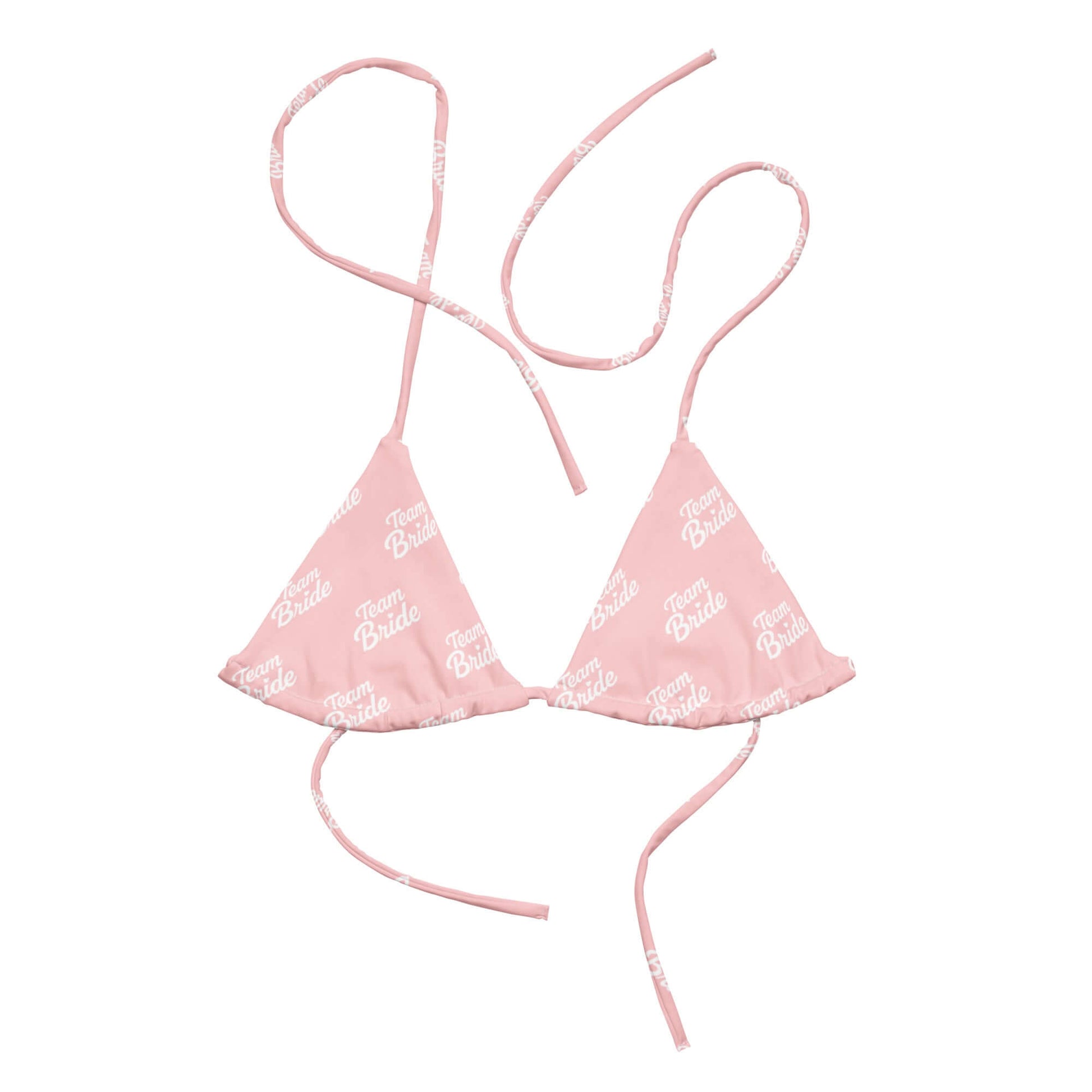 Bikini top rosa con scritta 'Team Bride', perfetto per addio al nubilato e celebrazioni estive.