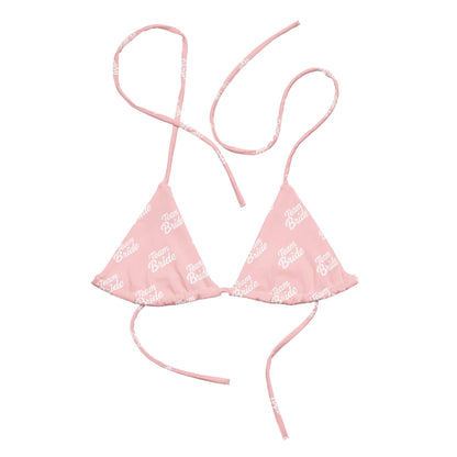 Bikini top rosa con scritta 'Team Bride', perfetto per addio al nubilato e celebrazioni estive.