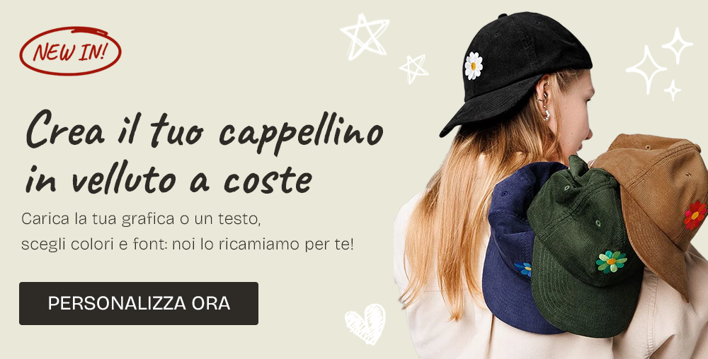 Cappellino ricamato personalizzato in velluto