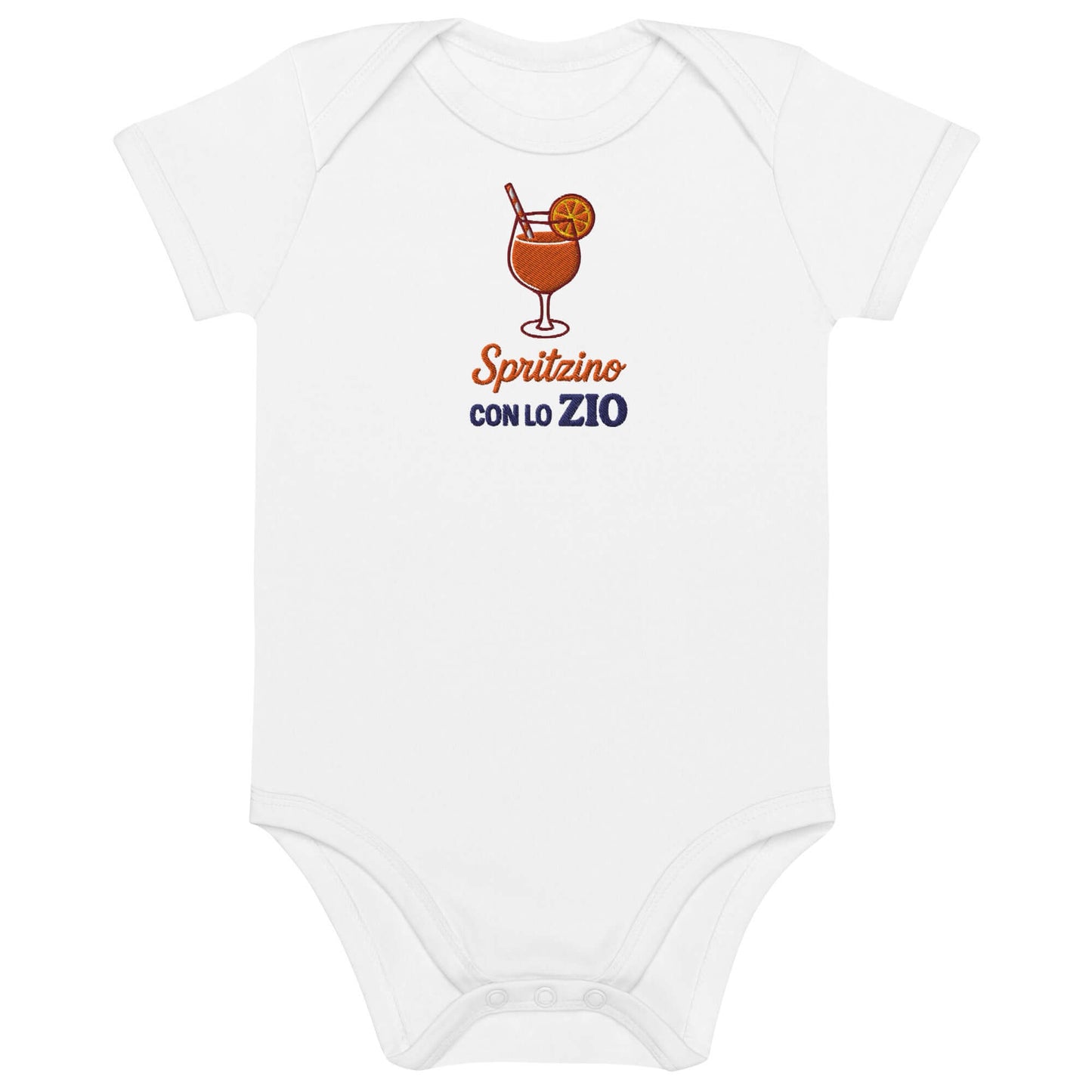 Body neonato con il messaggio divertente "Spritzino con lo zio" e design fresco.