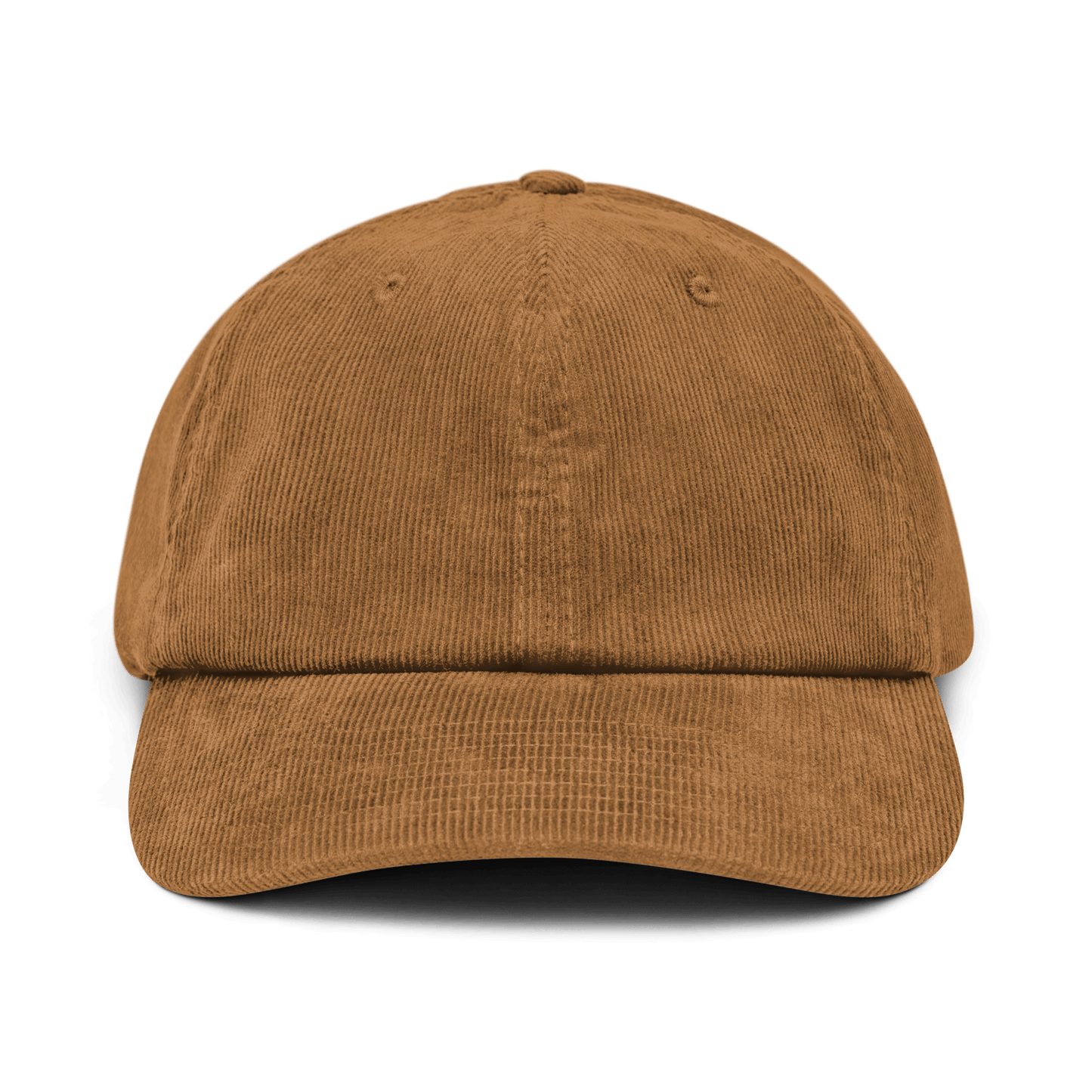 Cappellino ricamato personalizzato in velluto marrone, con visiera sagomata e design vintage.