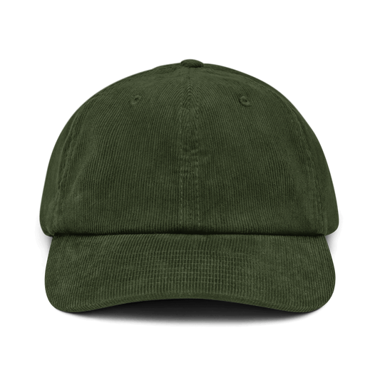 Cappellino ricamato in velluto verde scuro, stile vintage e raffinato con visiera sagomata.