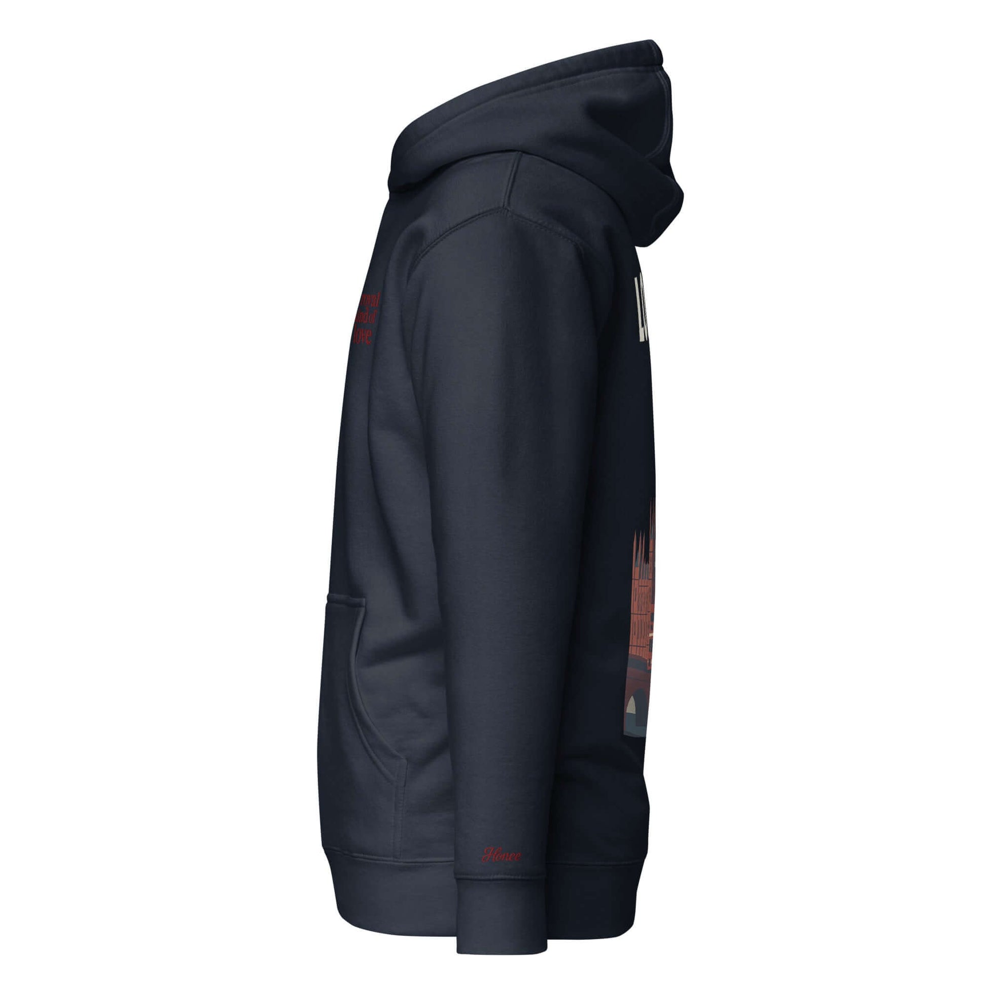 Felpa London unisex con ricamo 'A royal kind of love', taglio rilassato, ideale per urban style.