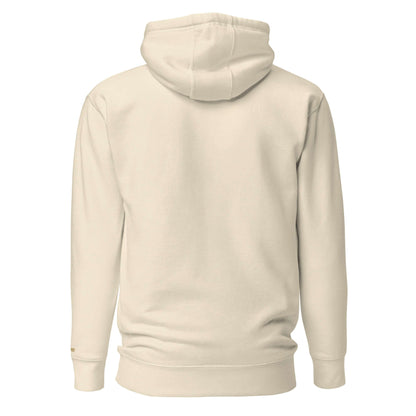 Felpa natale ricamata beige vista posteriore con cappuccio e tasca frontale.