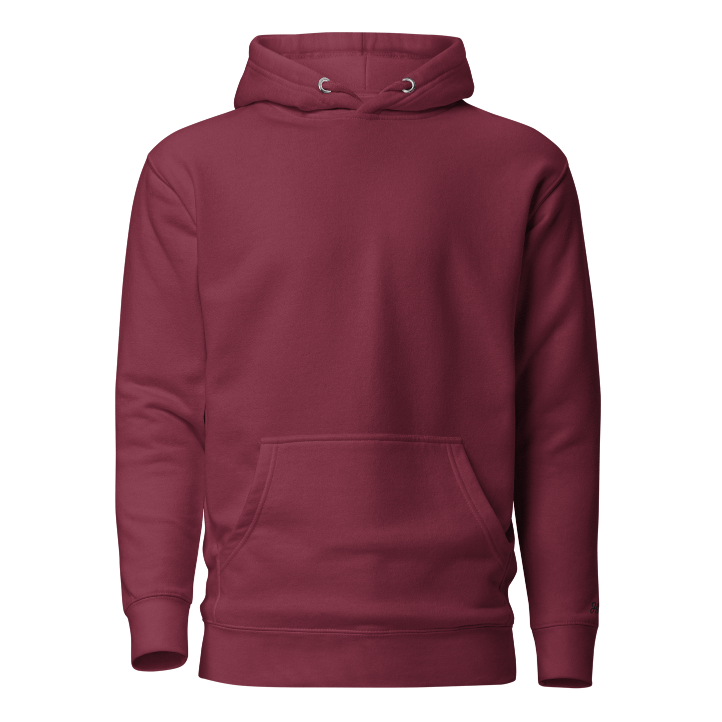 Felpa ricamata personalizzata con cappuccio, colore bordeaux, ideale per momenti speciali.