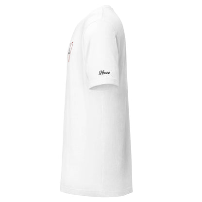 Maglietta ricamata donna "Sticazzi" bianca, semplice e alla moda, con ricamo a contrasto su manica e logo.