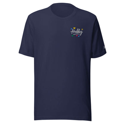 Maglietta ricamata 'Hubby' in cotone, morbida e leggera, colore blu navy.