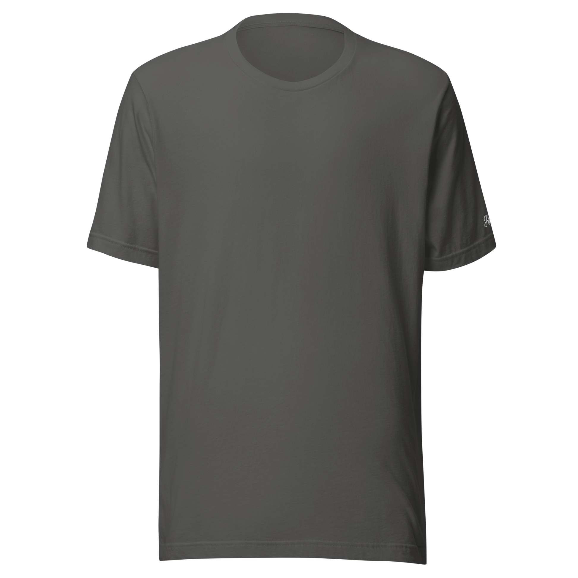 Maglietta ricamata personalizzata in cotone di alta qualità, colore grigio, stile semplice e moderno.