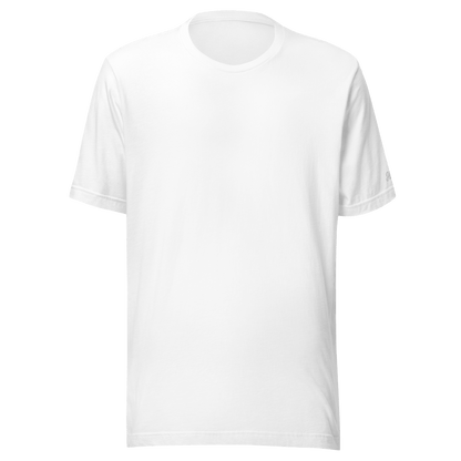 T-shirt bianca semplice in cotone, perfetta per ricami personalizzati e messaggi unici.
