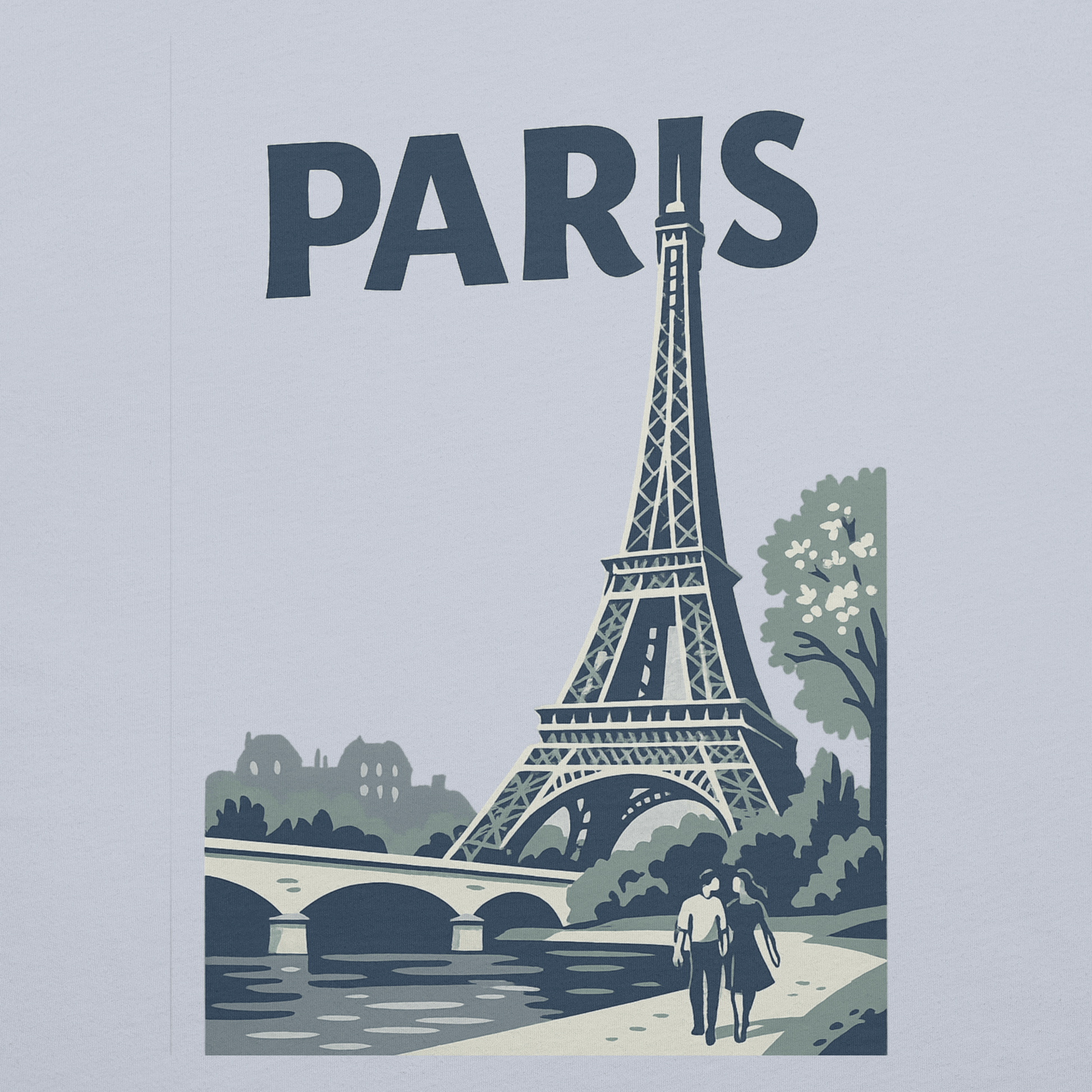 Illustrazione dell'Eiffel Tower a Parigi con testi, ideale per evocare romanticismo e eleganza.