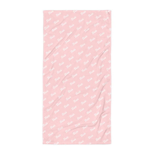 Asciugamano rosa 'Bride' elegante per momenti speciali, perfetto per matrimoni e spa.