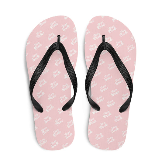 Infradito Team Bride rosa con pattern bianco, perfette per il tuo addio al nubilato.