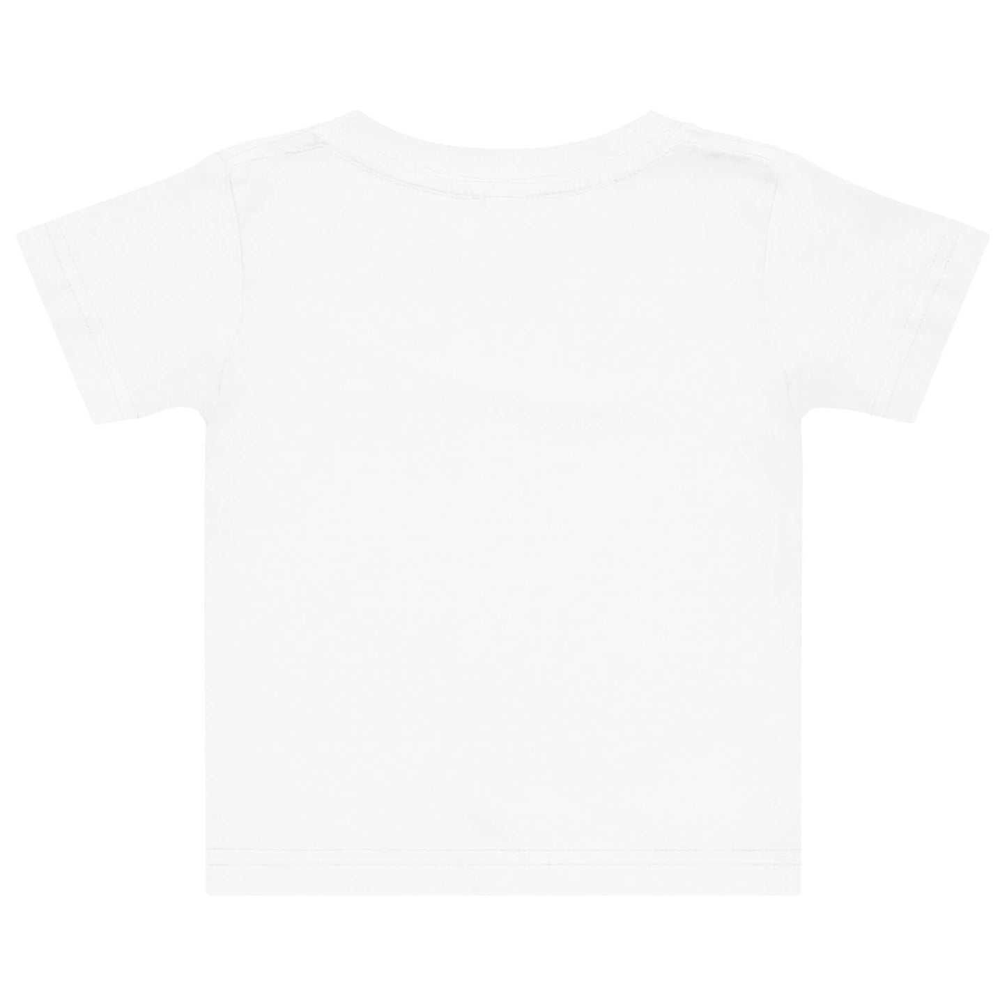 Vista posteriore della t-shirt neonato, retro bianco.