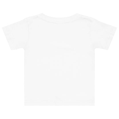 Vista posteriore della t-shirt neonato, retro bianco.