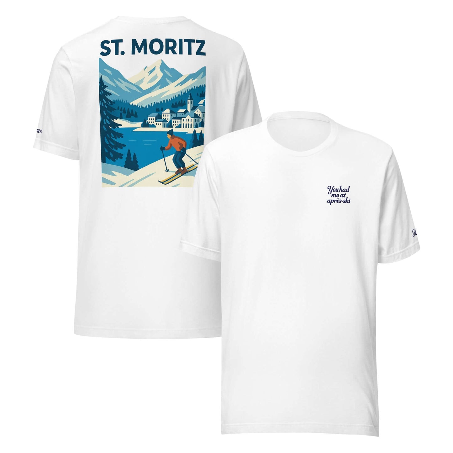 T-shirt da donna St. Moritz con stampa aprés-ski, perfetta per l'inverno e lo stile chic in montagna.
