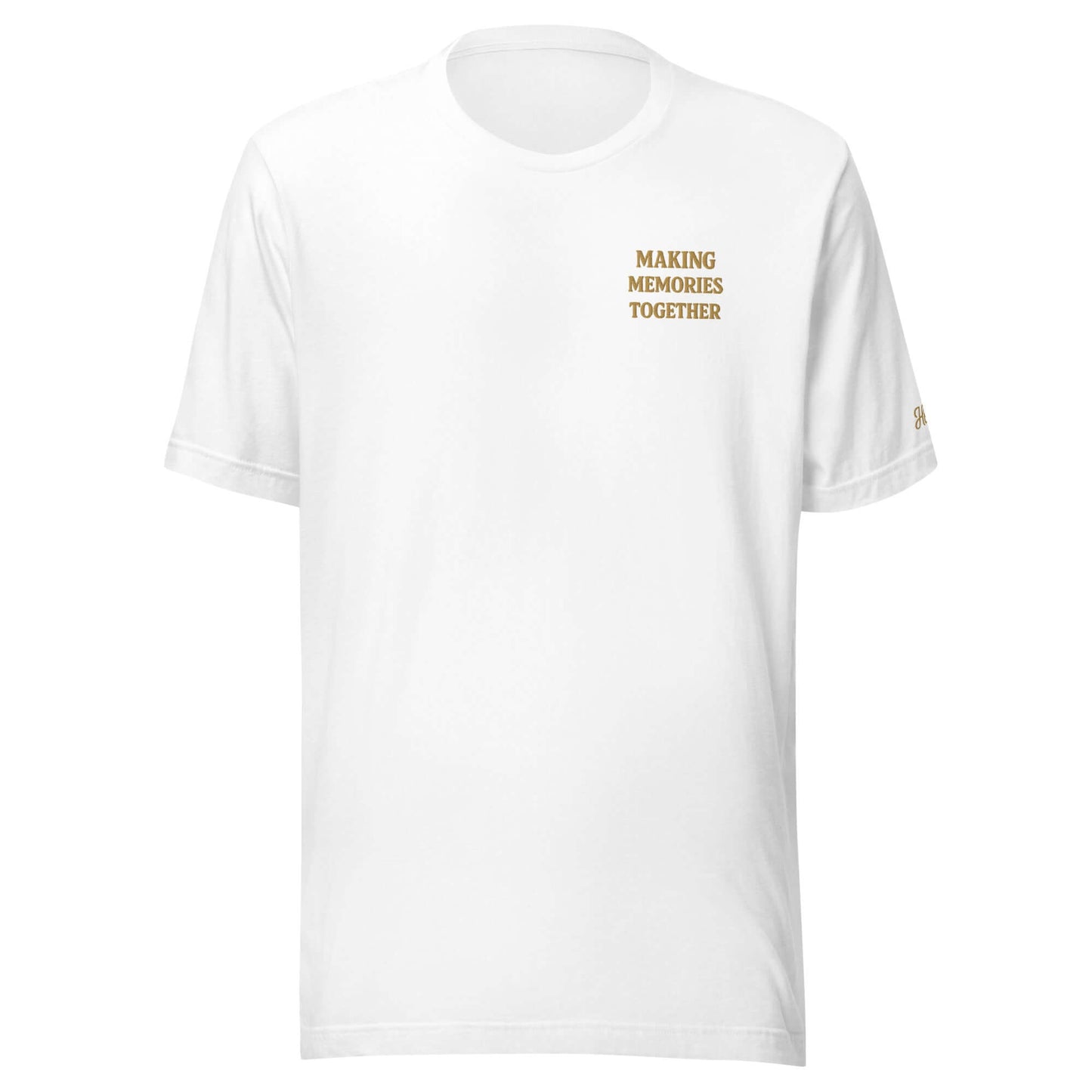 T-shirt vacanze da donna ricamata bianca con frase "Making Memories Together" per coppie