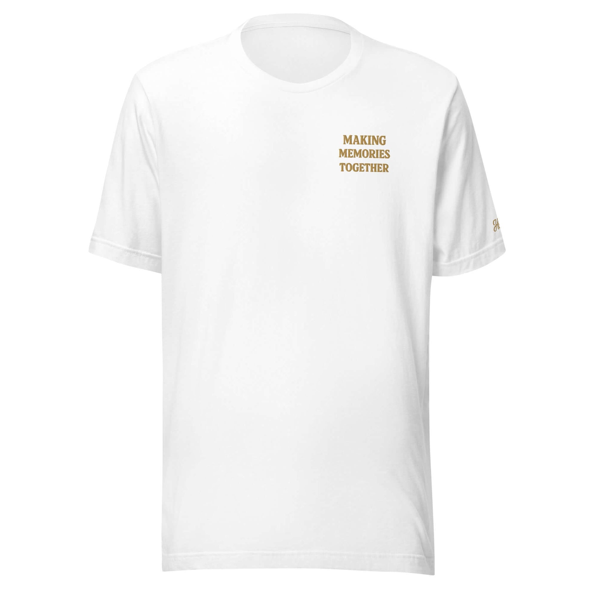T-shirt vacanze da donna ricamata bianca con frase "Making Memories Together" per coppie
