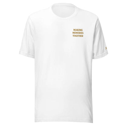 T-shirt vacanze da donna ricamata bianca con frase "Making Memories Together" per coppie