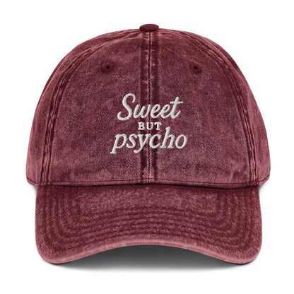 Cappellino ricamato vintage "Sweet but Psycho" in twill cotone, audace e ironico per ogni look.